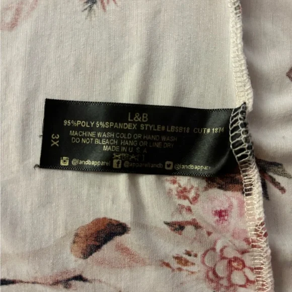 L&B Floral Skull Print Top - Pink and Cream - Picture 9 of 10